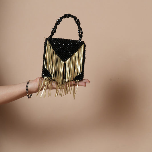 FringeDrop - Midnight Black with Gold Chains